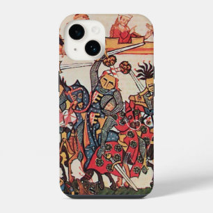FUNDA PARA iPhone 14 TORNEO MEDIEVAL, CABALLEROS PELEANDO Y DAMAS