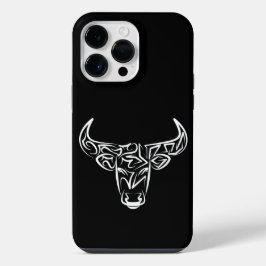 Funda Para iPhone 14 Pro Max Toro tribal negro y blanco/Ox