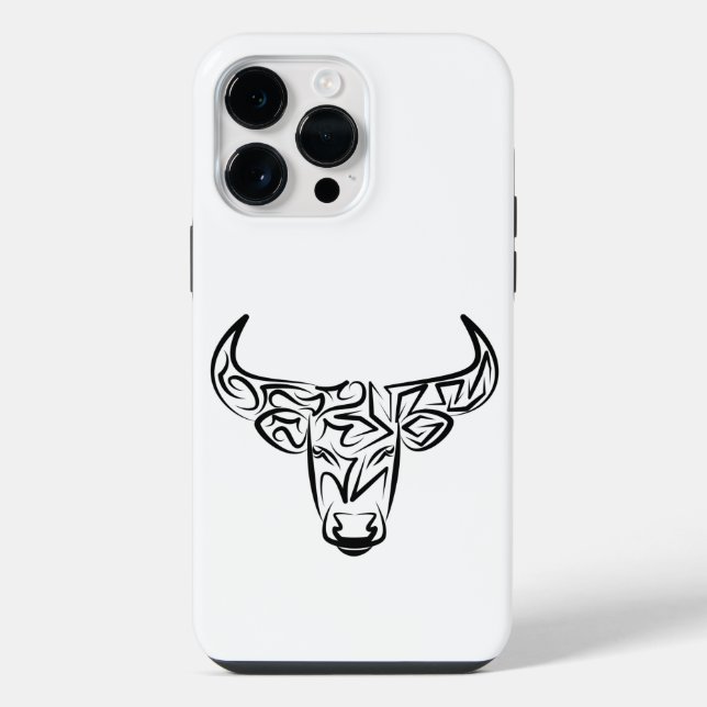 Funda Para iPhone Toro tribal negro y blanco/Ox (Reverso )