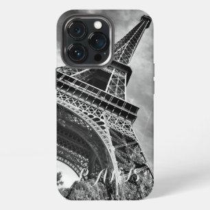 Funda Para iPhone 13 Pro Torre Eiffel Blanco y Negro París Europa