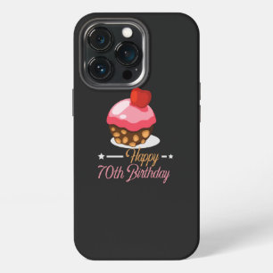 Funda Para iPhone 13 Pro Torta decorativa Cute 70 cumpleaños de chocolate