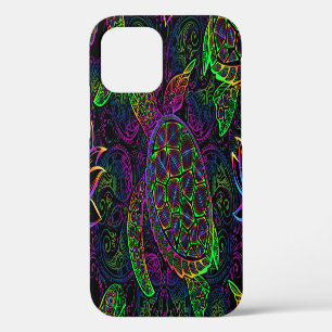 Funda Para iPhone 12 Tortuga Marina Boho: Patrón de Mandala Psicodélico