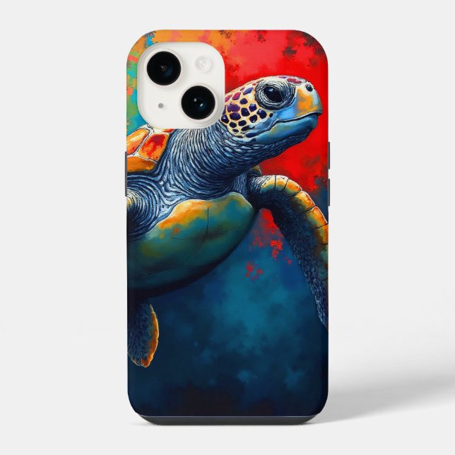 Funda Para iPhone Tortuga marina en mar profundo (Reverso )