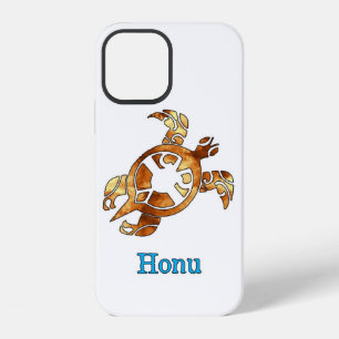 Funda Para iPhone 12 Tortuga marina hawaiana tribal en oro