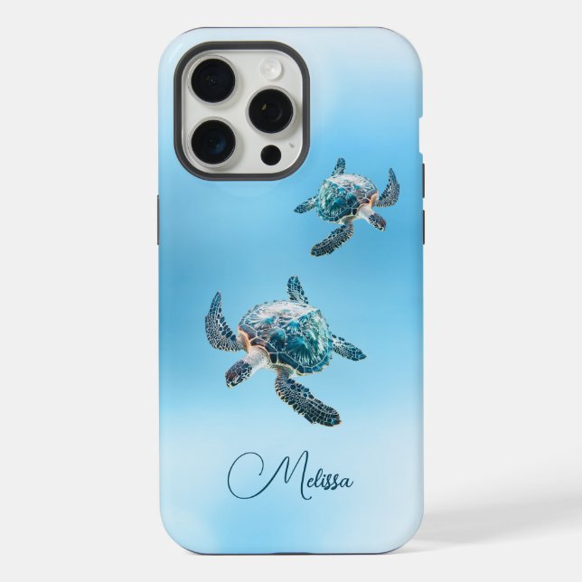 Funda Para iPhone Tortuga turquesa brillante | Costera (Reverso )
