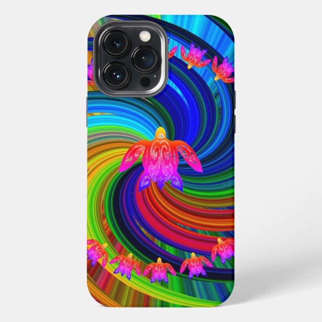 Funda Para iPhone Tortugas Arcoíris (Reverso )