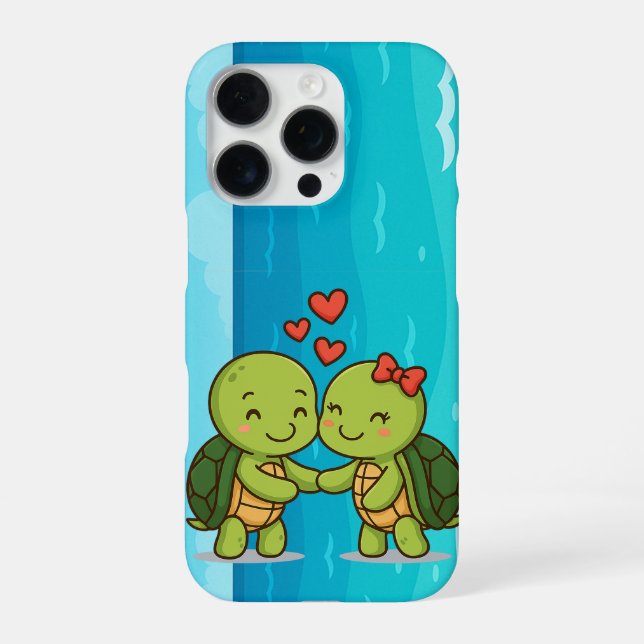 Funda Para iPhone Tortugas de amor | Pareja Personalizado Adorable (Reverso)
