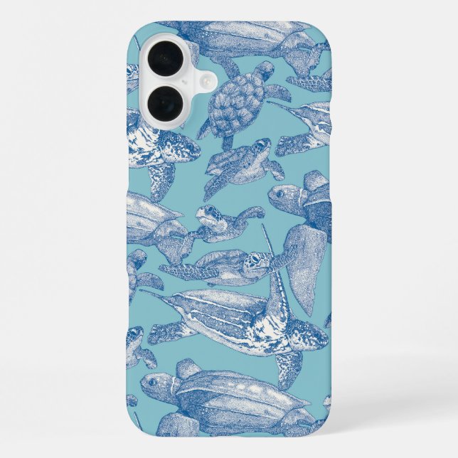 Funda Para iPhone tortugas marinas azul cobalto cielo (Reverso )