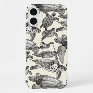 Funda Para iPhone 16 Plus tortugas marinas perla negra