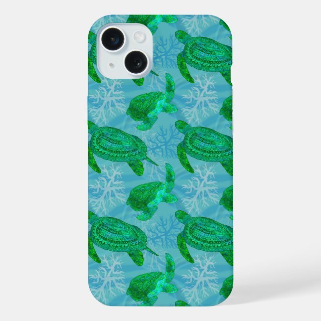 Funda Para iPhone Tortugas tribales (Reverso )
