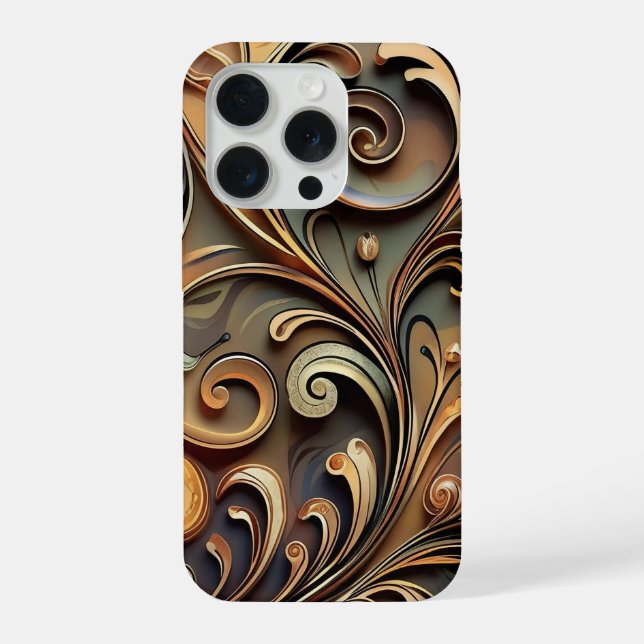 Funda Para iPhone Trabajo de volutas barrocas doradas (Reverso )