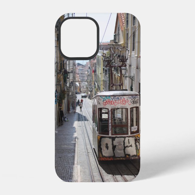 FUNDA PARA iPhone TRANVÍA GRIS EN FERROCARRIL A LO LARGO DEL EDIFICI (Reverso )