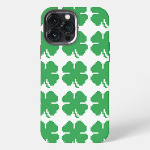 Funda Para iPhone 13 Pro Max Trebol de Cuatro Hojas Afortunado de 8 Bits en Píx