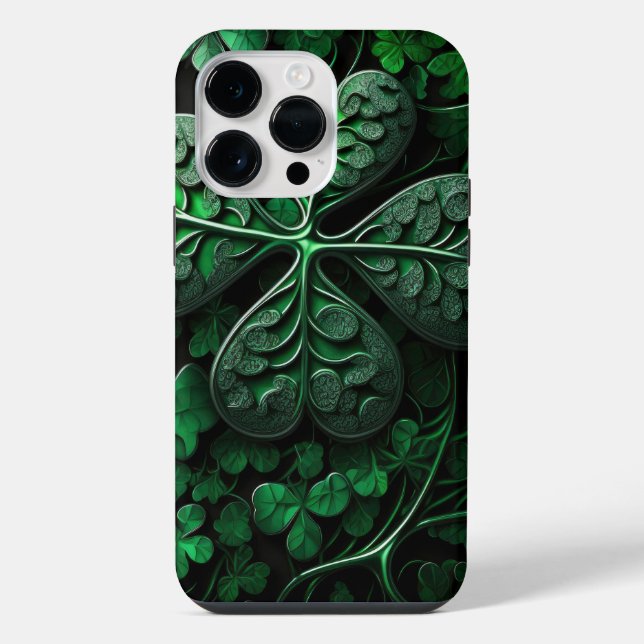 FUNDA PARA iPhone TREBOL DE IRLANDA VERDE OSCURO INTRINCADO (Reverso )