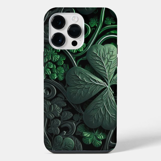 FUNDA PARA iPhone TREBOL DE IRLANDA VERDE OSCURO INTRINCADO (Reverso )