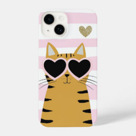 Funda Para iPhone 14 Trendy Cute Cat with Heart Shades – Perfect Gift