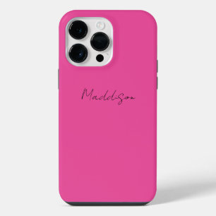 Funda Para iPhone 14 Pro Max Trendy Modern Script Name Hot Pink Stylish Girly