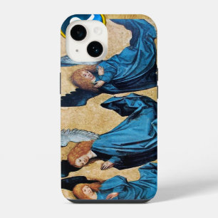 FUNDA PARA iPhone 14 TRES ÁNGELES DE NAVIDAD EN PERGAMINO AZUL