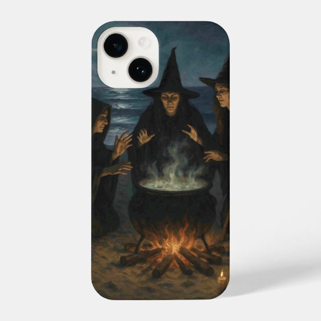 Funda Para iPhone Tres brujas producen Cauldron Full Moon Beach (Reverso )