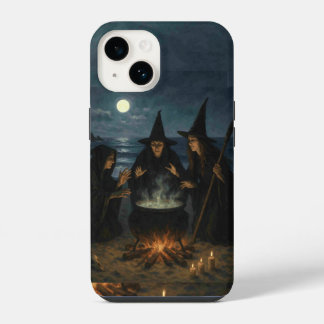 Funda Para iPhone 14 Tres brujas producen Cauldron Full Moon Beach