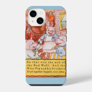 Funda Para iPhone 14 Tres cerditos cocinando lobo, cuento de hadas vint