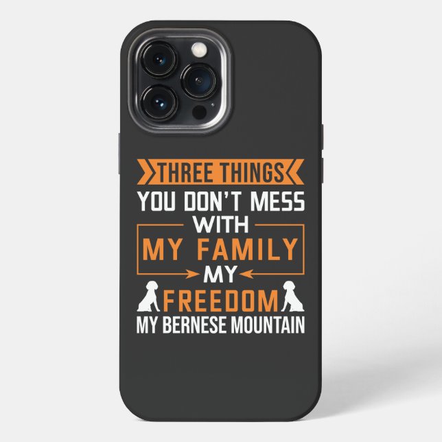 Funda Para iPhone Tres cosas que no se mezclan con mi perro Bernés (Reverso )