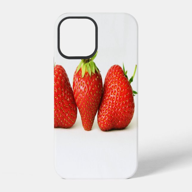 Funda Para iPhone Tres Fresas Sobre Blanco (Reverso )