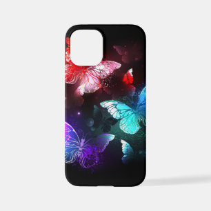 Funda Para iPhone 12 Mini Tres mariposas brillantes en el fondo nocturno