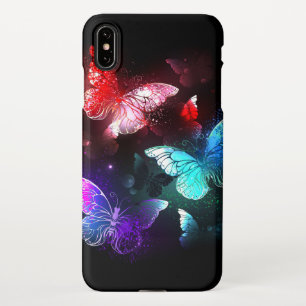 Funda Para iPhone XS Max Tres mariposas brillantes en el fondo nocturno