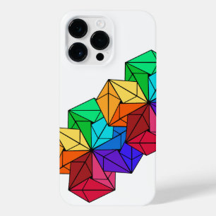 Funda Para iPhone 14 Pro Max Triángulos de cubo agudo arco iris en 3D sobre bla