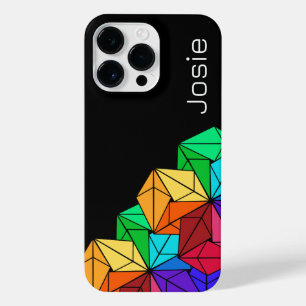 Funda Para iPhone 14 Pro Max Triángulos de cubo de arco iris brillante 3D sobre