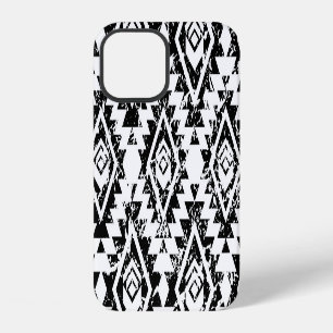 Funda Para iPhone 12 Tribal Navajo: negro blanco geométrico.