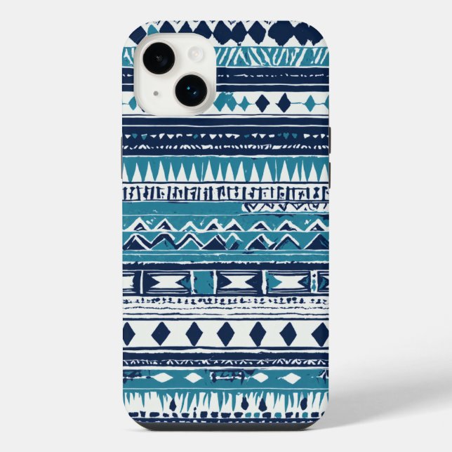 Funda Para iPhone tribu azul negro blanco (Reverso)