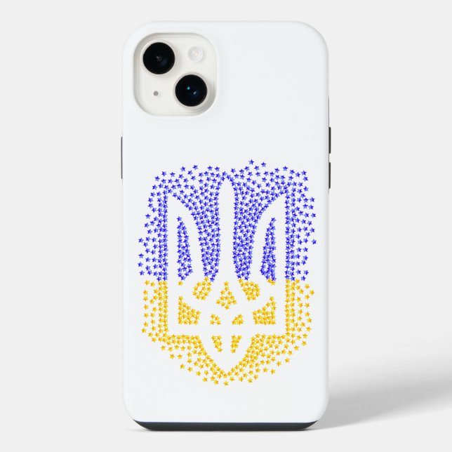 Funda Para iPhone tridente tryzub de la heráldica ucraniana dispersa (Reverso)