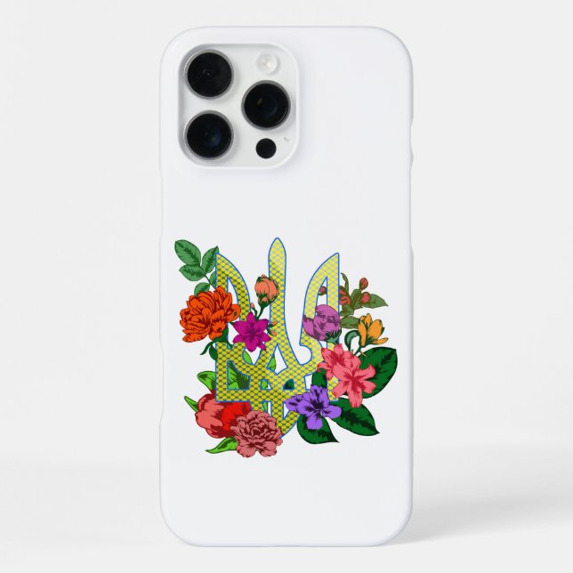 Funda Para iPhone tridente tryzub de la heráldica ucraniana flores f (Reverso )