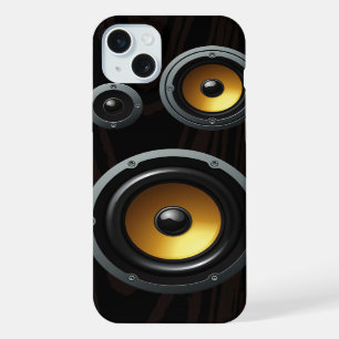 Trío de altavoces de moda con textura de madera re