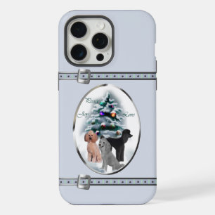 Trío de caniches lindos azul navidad fiestas
