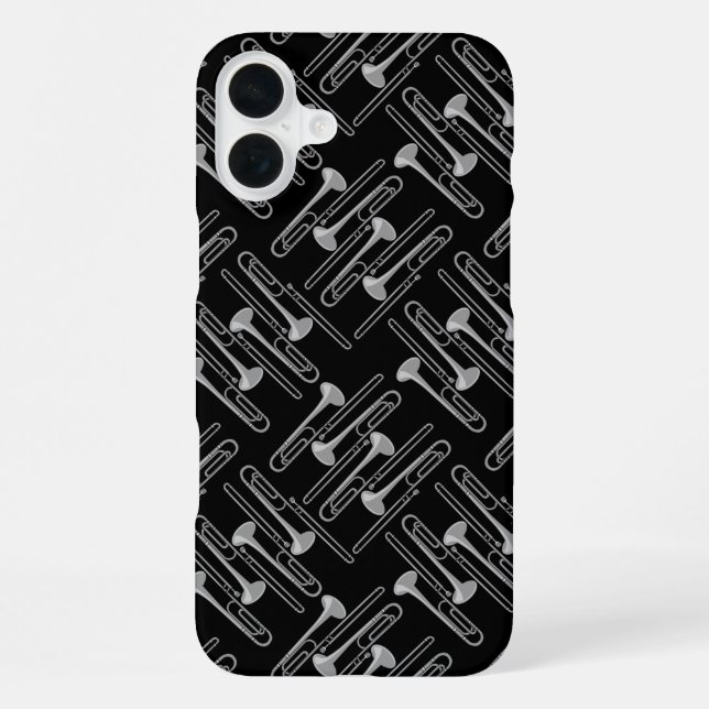 Funda Para iPhone Trombón Gris con Trama Cruzada (Reverso )