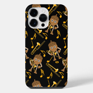 Funda Para iPhone 14 Pro Max Trombone Nut Music Notes Black