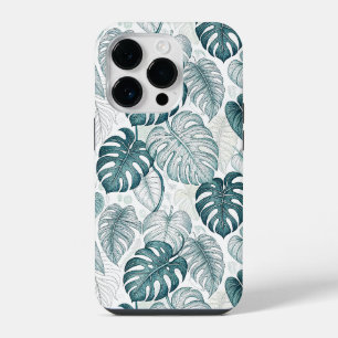 Funda Para iPhone 14 Pro Tropical Botanical Green Monsteras