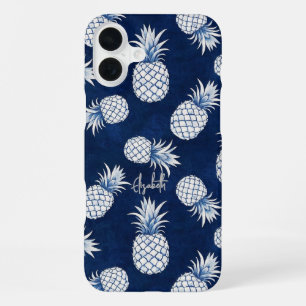 Funda Para iPhone 16 Plus Tropical Pineapple with Name – Watercolor Style