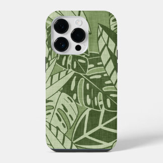 Funda Para iPhone 14 Pro Tropical Summer Foliage Texture - Moss Green