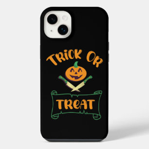 Funda Para iPhone 14 Plus Truco o trato calavera Halloween cara de calabaza