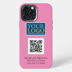 Funda Para iPhone 13 Pro Max Tu Logo/Arte/Foto, Código QR, Nombre/Info, Rosa