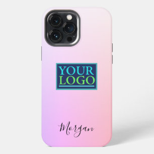 Funda Para iPhone 13 Pro Max Tu logo/arte/foto, nombre, gradiente lavanda/rosa