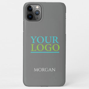 Funda Para iPhone 11Pro Max Tu logotipo/arte/foto, DIY Nombre blanco en gris