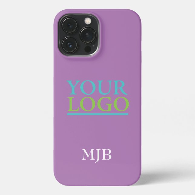 Funda Para iPhone Tu logotipo/arte/foto, Monograma blanco, Lavanda (Reverso )