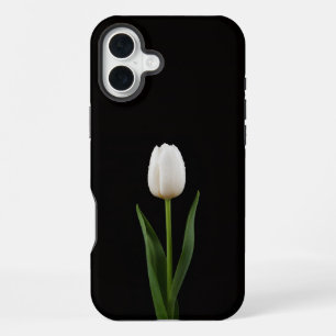 Funda Para iPhone 16 Plus Tulipán Blanco Perla iPhone 16 Plus Negro 4 Luxe