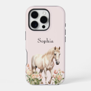 Funda Para iPhone 16 Pro Tulipanes de caballo blanco rosado de Rubor