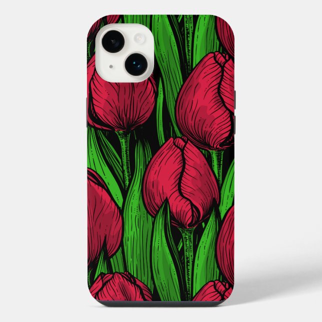 Funda Para iPhone Tulipanes rojos (Reverso)
